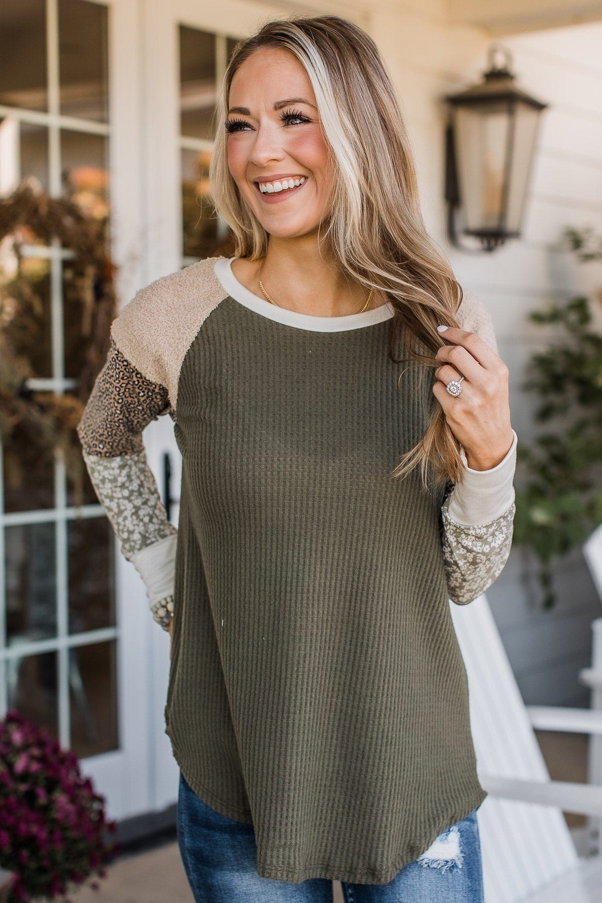 Perfect Harmony Color Block Top- Olive