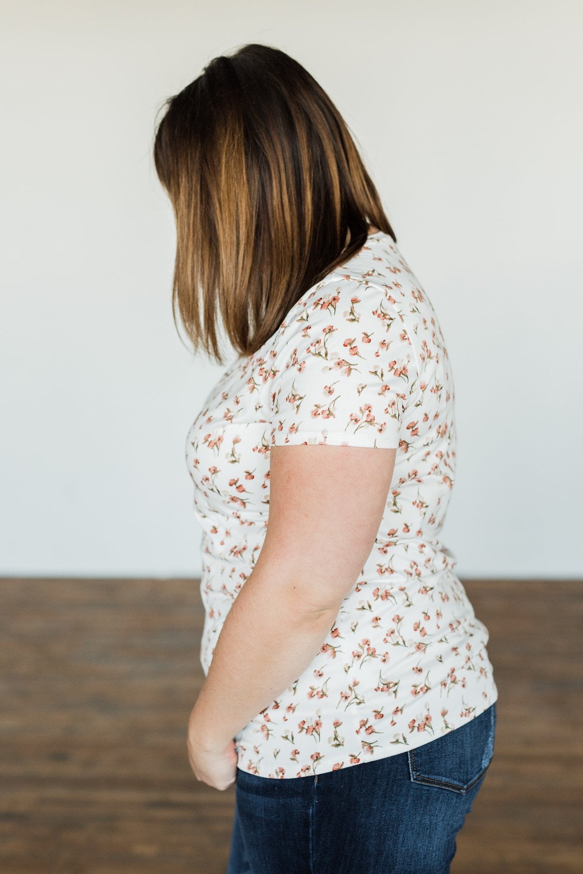 Look To The Sky Floral V-Neck Top- Ivory