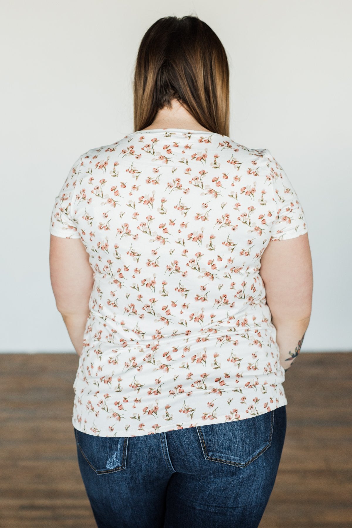 Look To The Sky Floral V-Neck Top- Ivory
