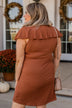 Express Thanks Ruffle Dress- Dark Rust