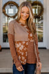 Season Of Thanks Color Block Top- Rust & Taupe