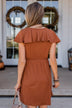 Express Thanks Ruffle Dress- Dark Rust