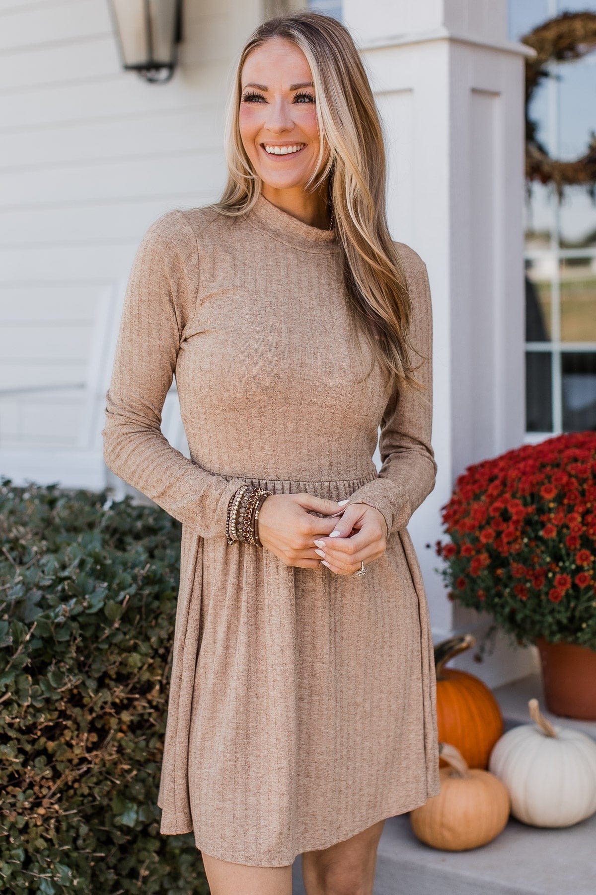 Growing Gratitude Knit Dress- Mocha