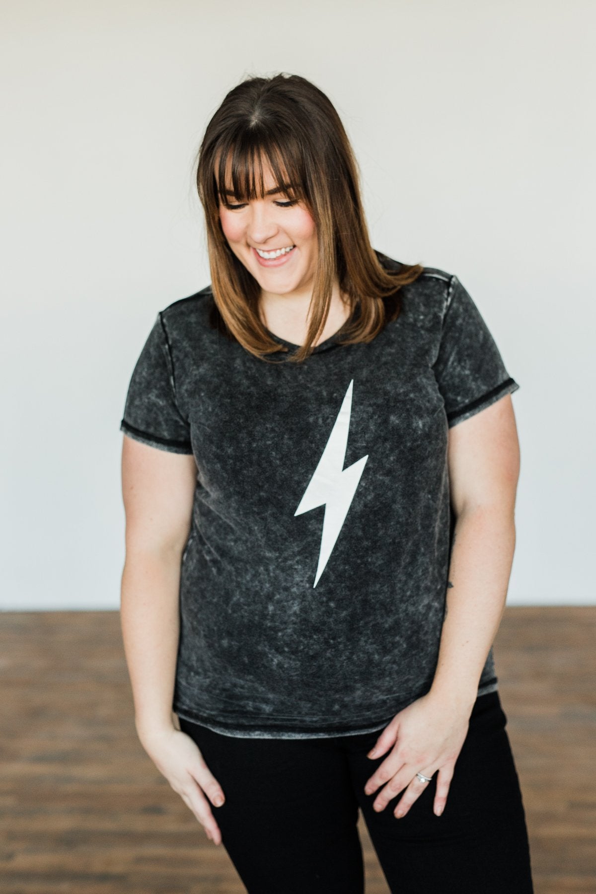 Lightning Bolt Graphic Tee- Charcoal