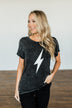 Lightning Bolt Graphic Tee- Charcoal