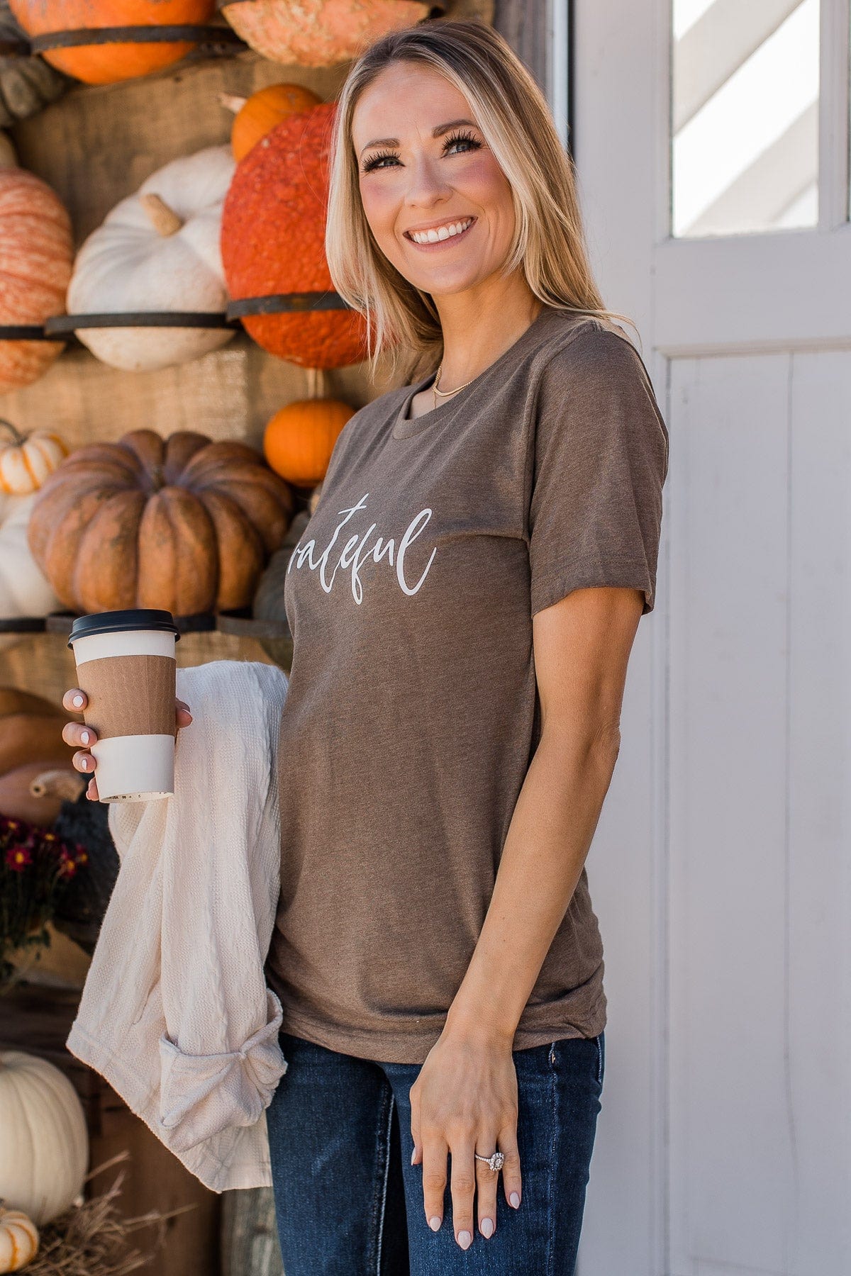 "Grateful" Graphic Tee- Dark Mocha