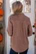 Never Letting Go Button Top- Mocha