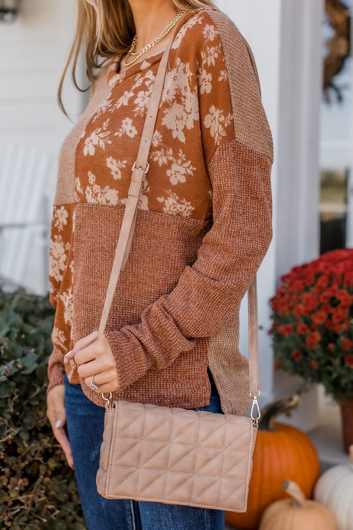 Giving It Everything Quilted Purse- Taupe