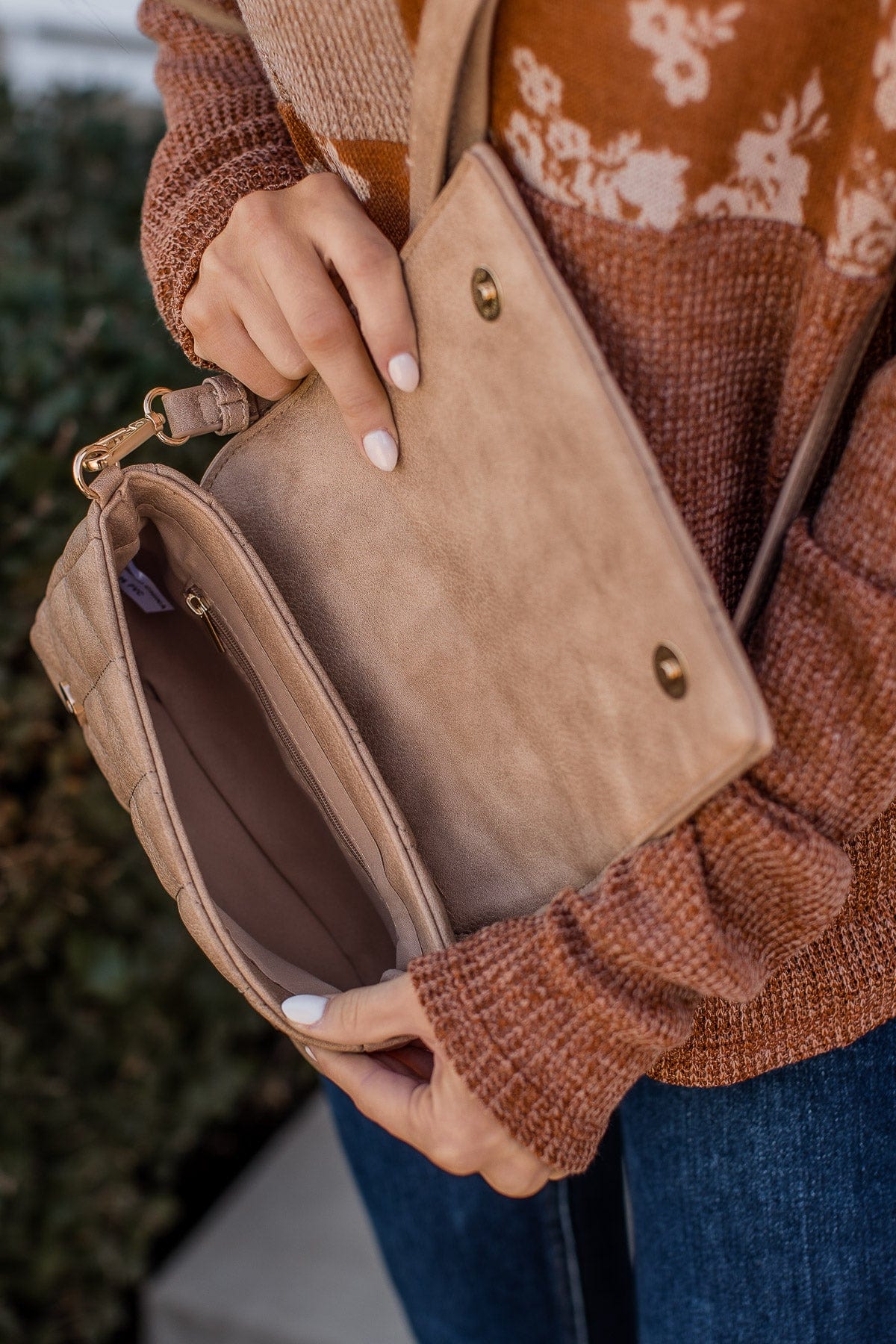 Giving It Everything Quilted Purse- Taupe