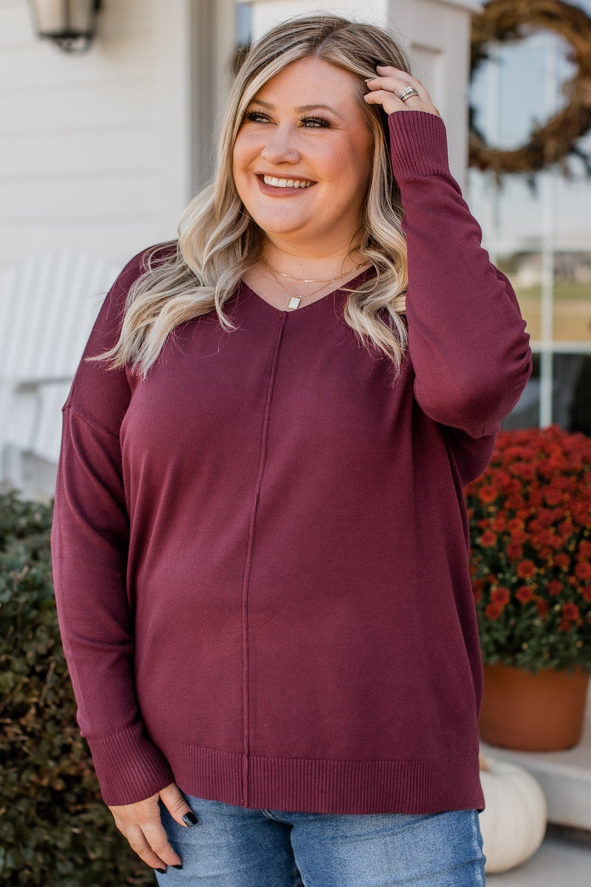 Plus size maroon sweater sale