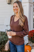 Majestic Memories Ribbed Knit Top- Chocolate