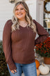 Majestic Memories Ribbed Knit Top- Chocolate