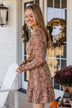 Evenings In Autumn Floral Dress- Mocha
