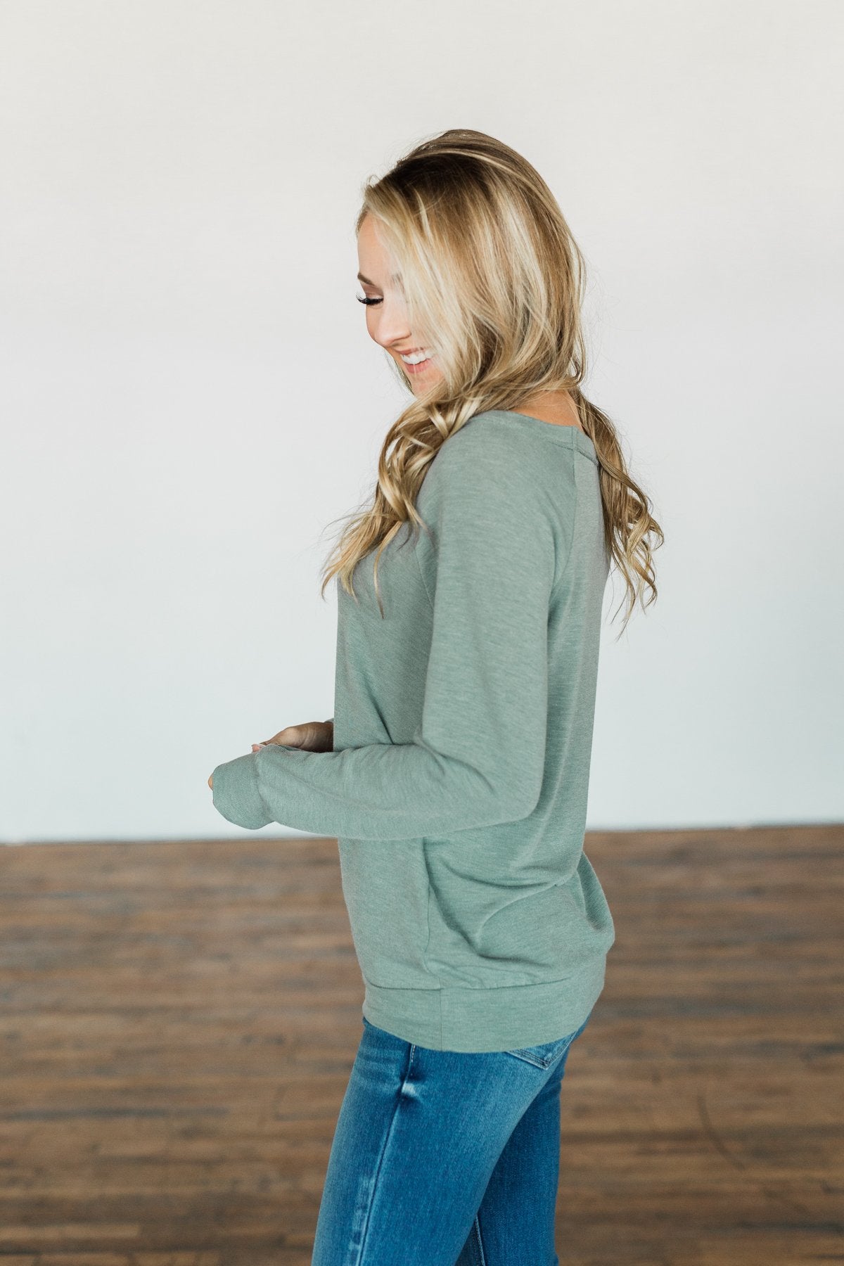 Come Along With Me Pullover Top- Sage