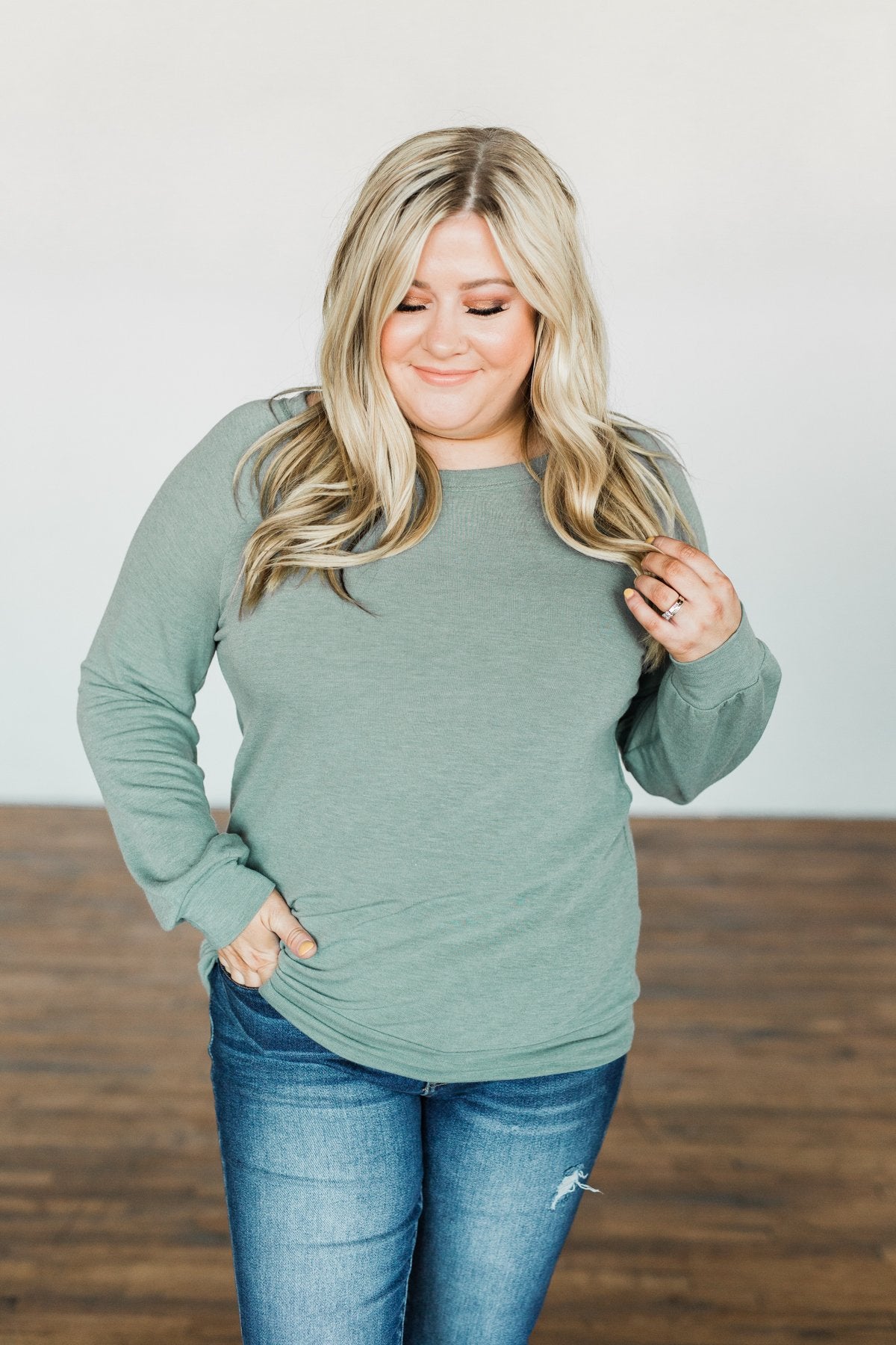 Come Along With Me Pullover Top- Sage