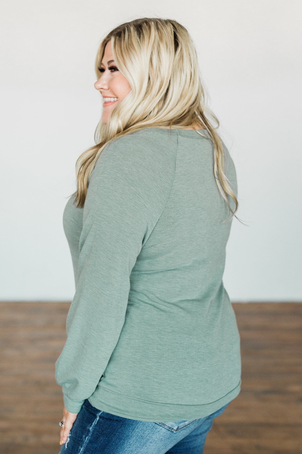Come Along With Me Pullover Top- Sage