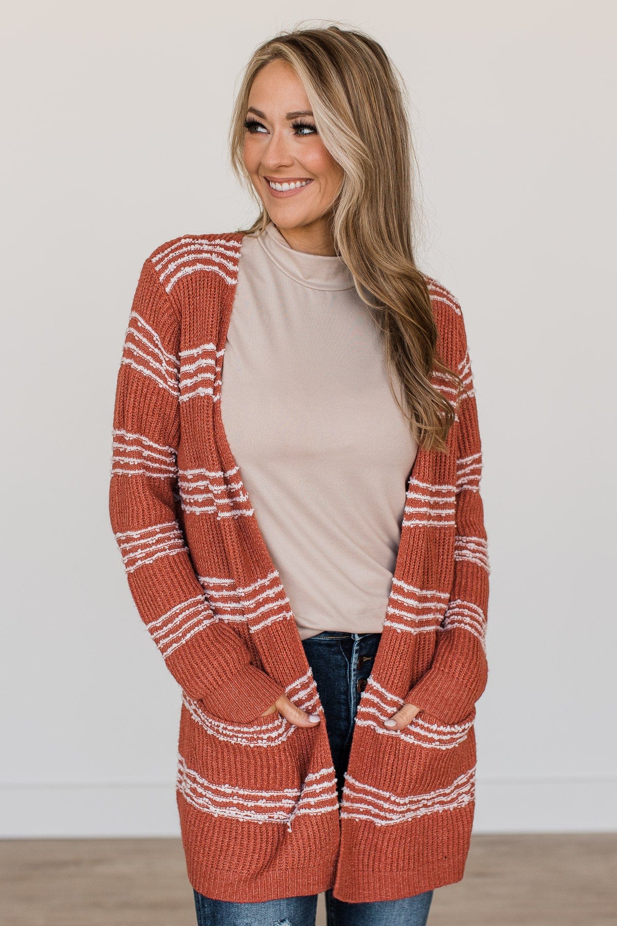 Misty Mornings Knit Cardigan- Rust