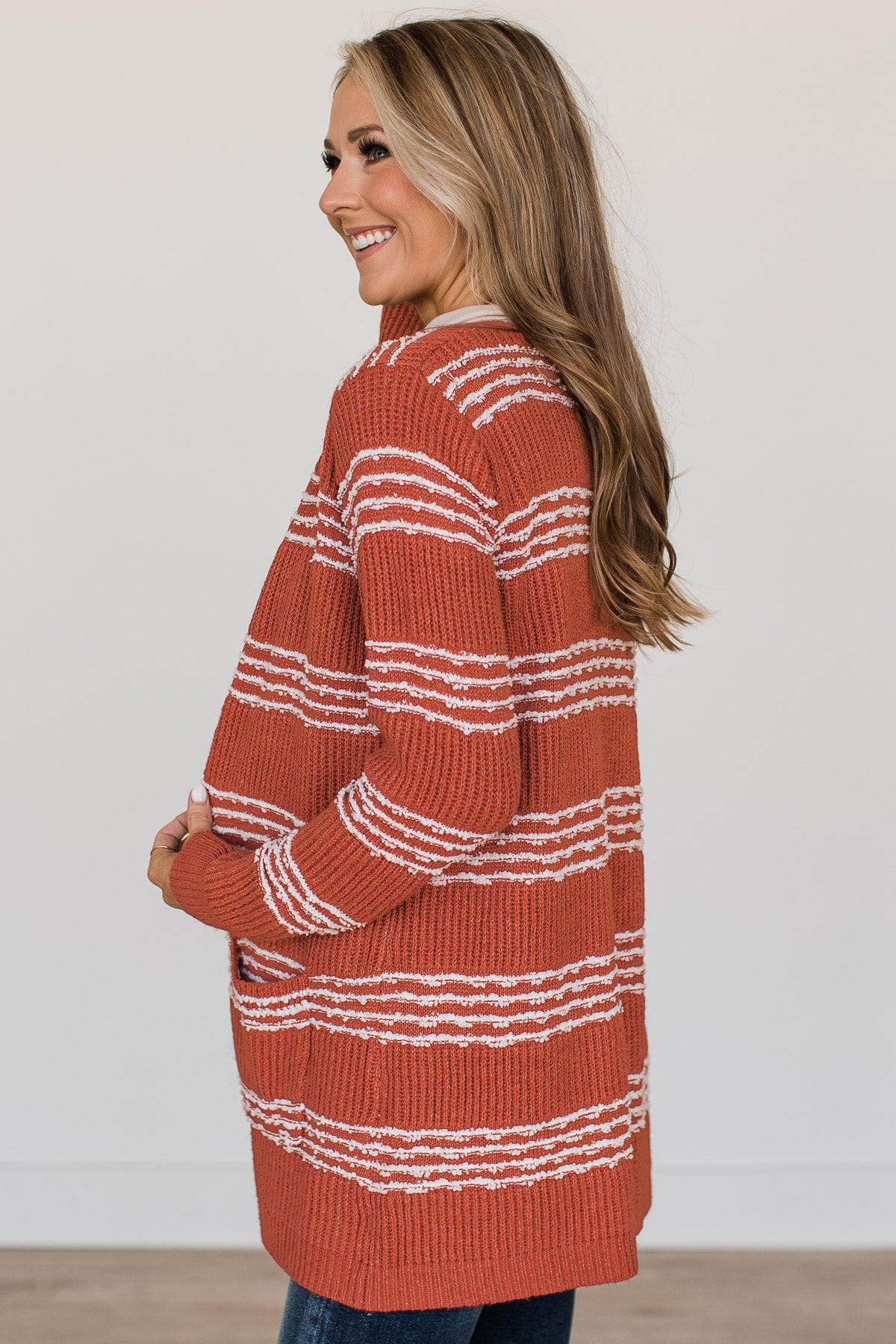 Misty Mornings Knit Cardigan- Rust