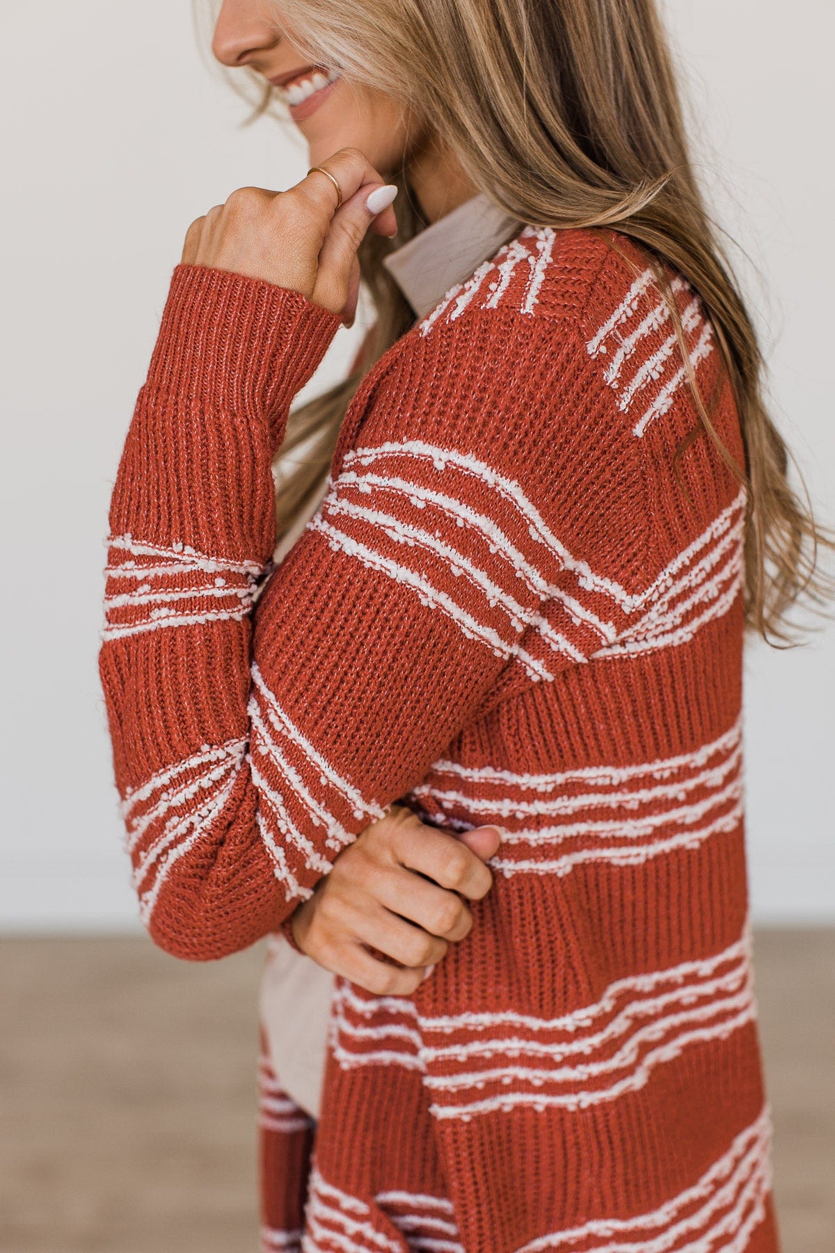 Misty Mornings Knit Cardigan- Rust