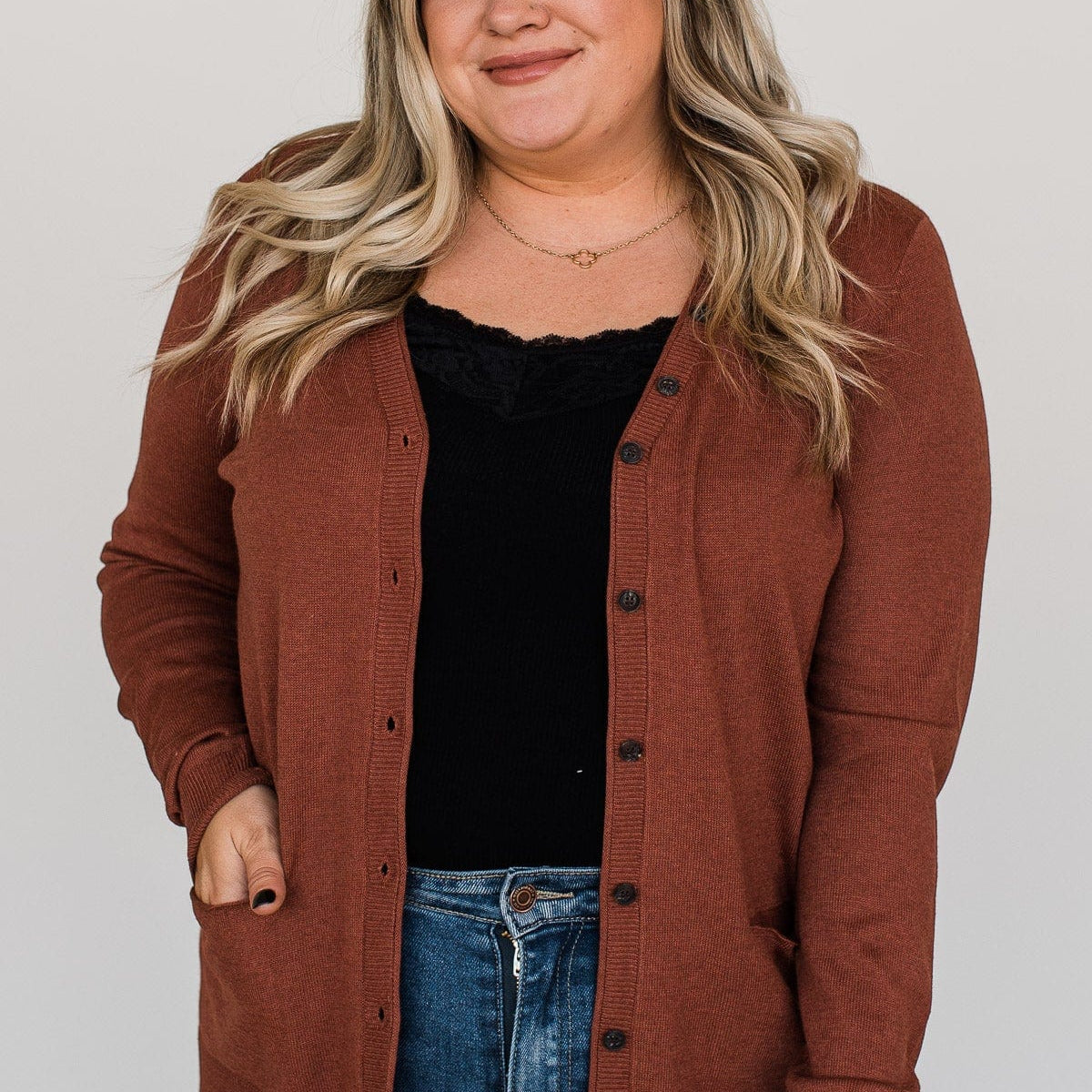 What Matters Most Button Cardigan- Dark Rust – The Pulse Boutique