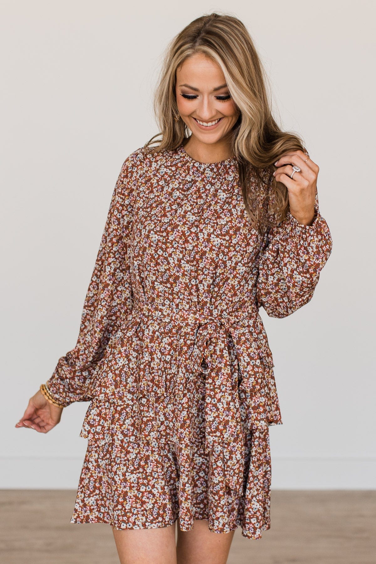 Blessed Beyond Belief Floral Dress- Dark Rust – The Pulse Boutique