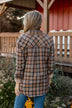 Harvest Season Plaid Button Top- Brown & Navy