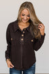 See For Yourself Pocket Top- Dark Brown