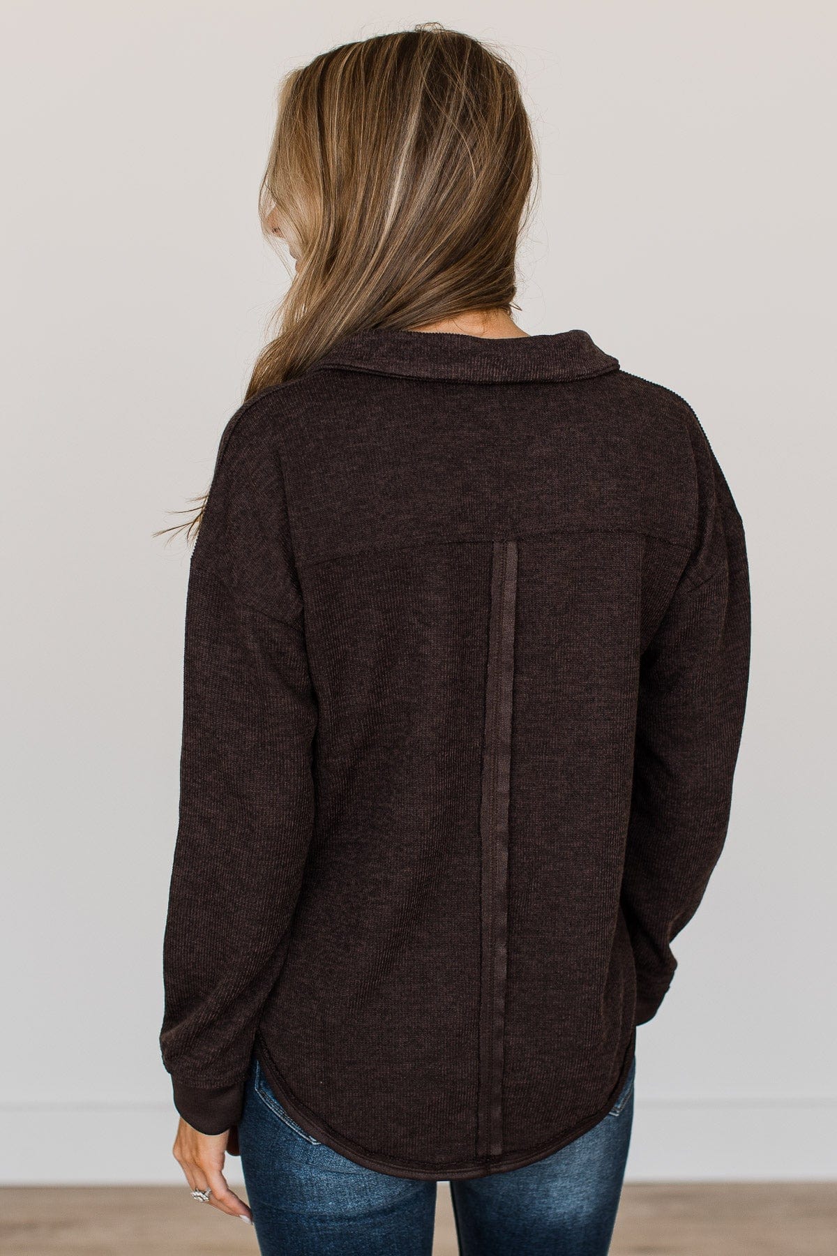 See For Yourself Pocket Top- Dark Brown