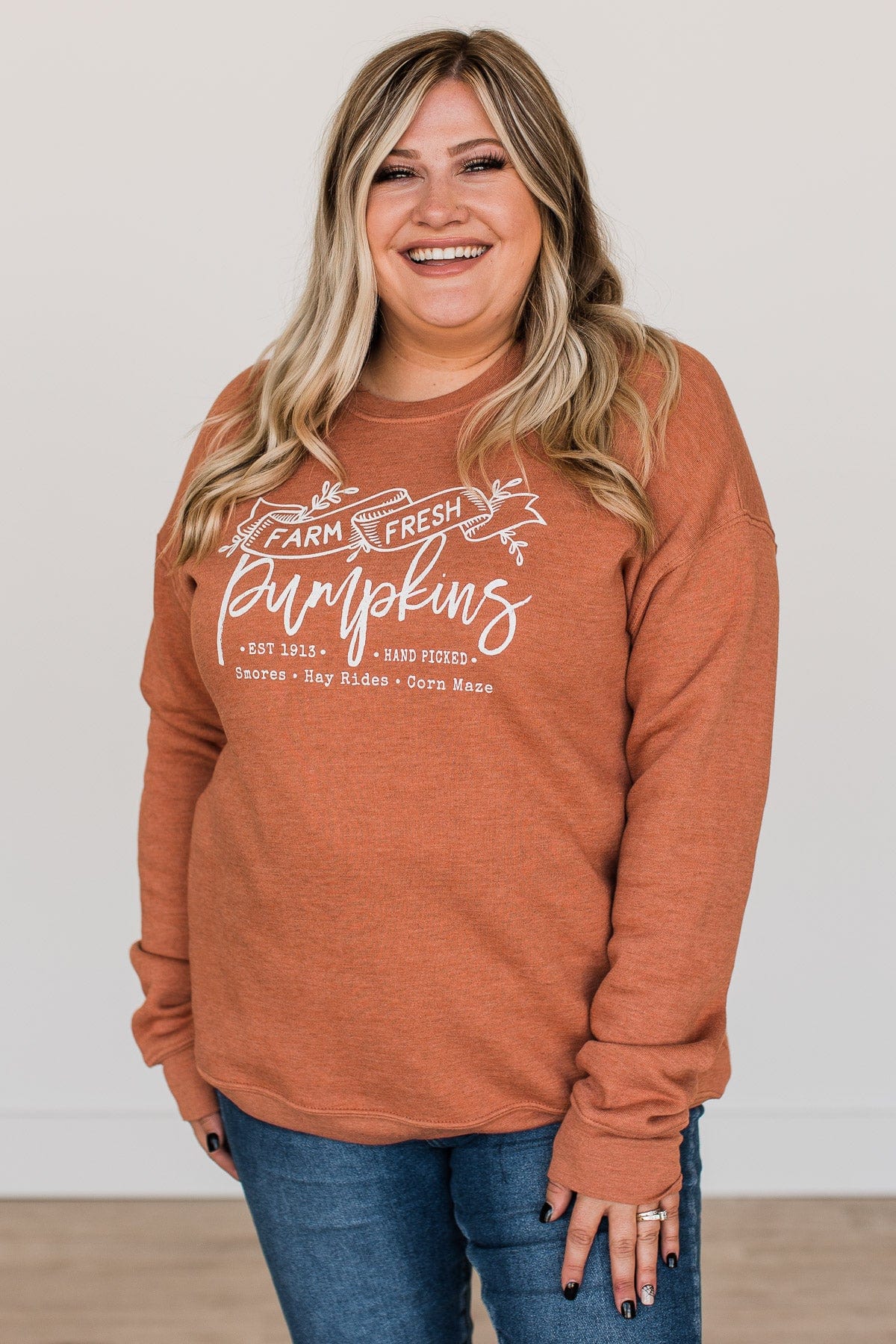 "Farm Fresh Pumpkins" Crew Neck- Pumpkin Orange