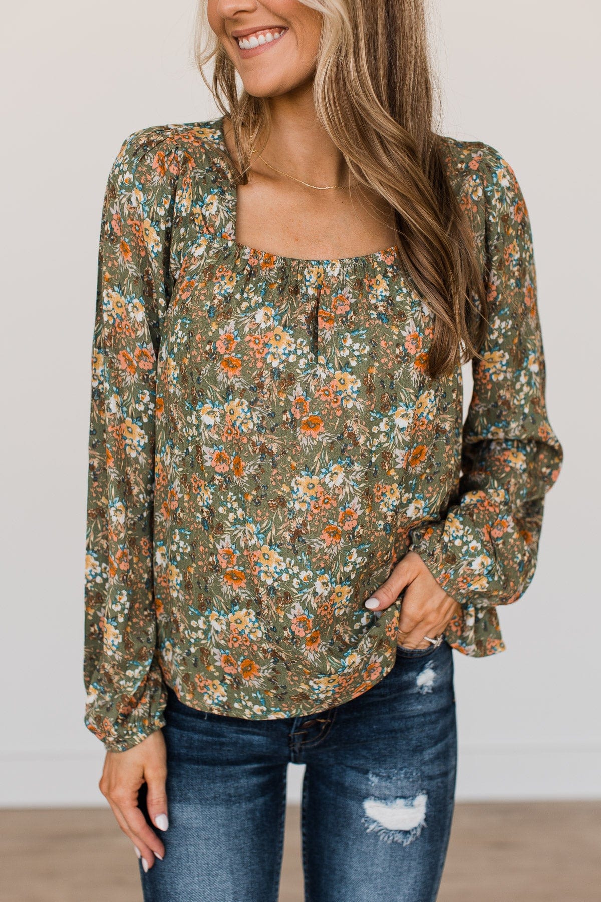No Better Than This Floral Blouse- Olive