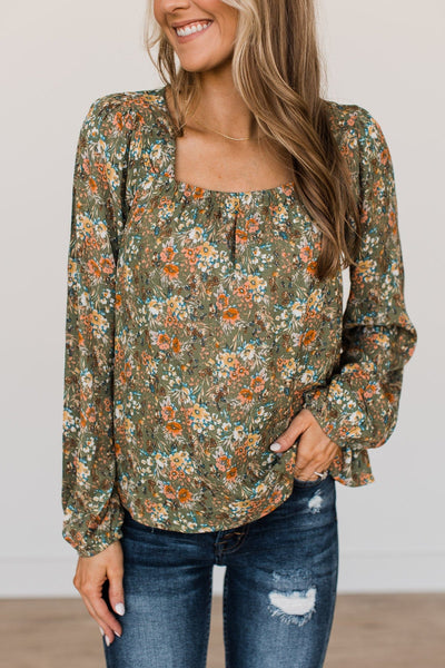 No Better Than This Floral Blouse- Olive – The Pulse Boutique