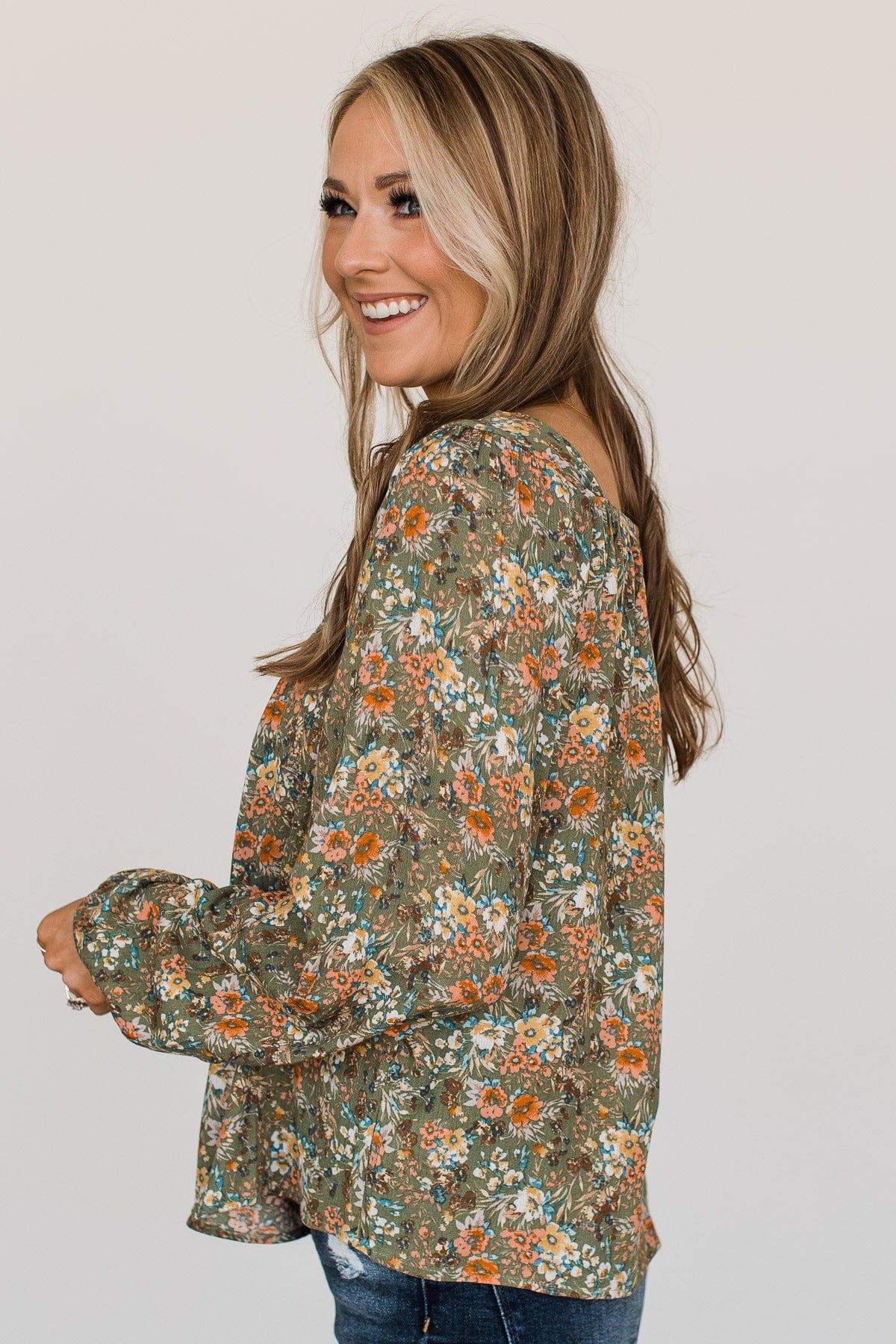 No Better Than This Floral Blouse- Olive