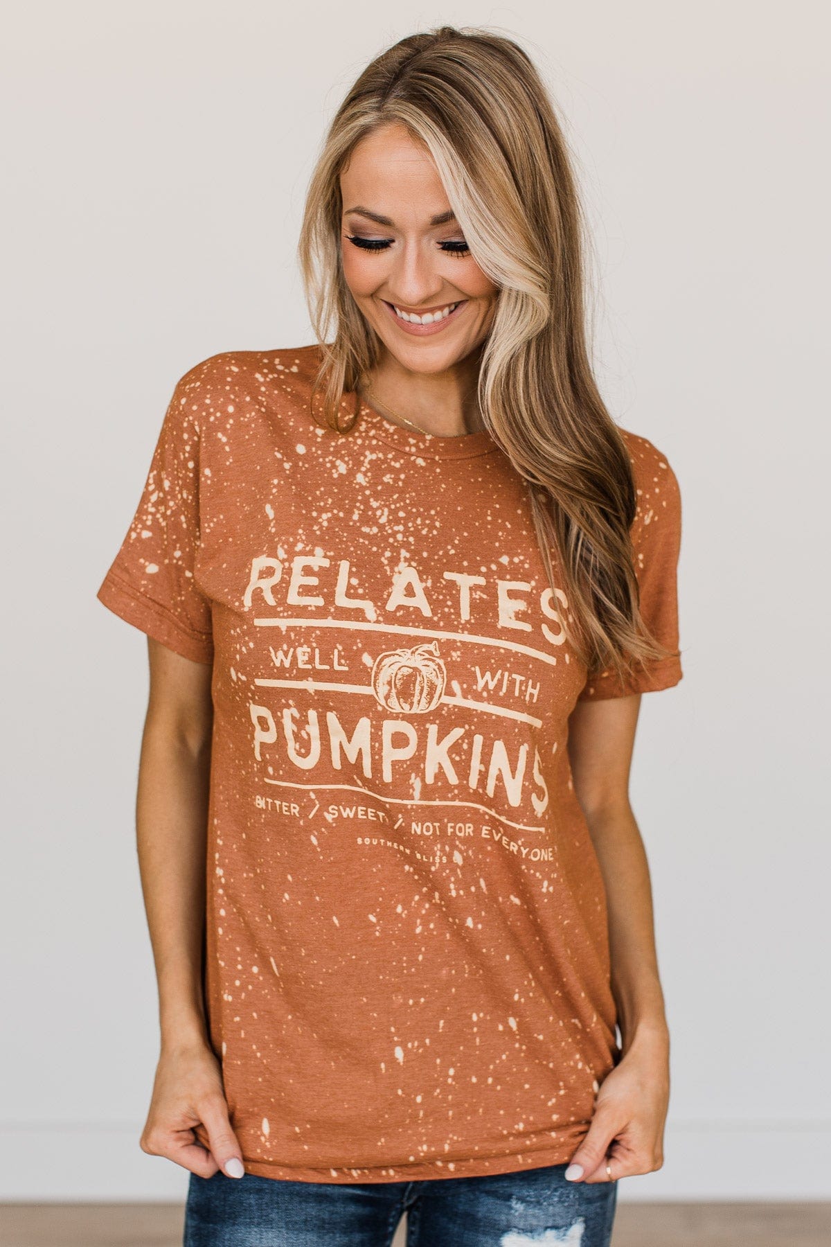 "Relates Well With Pumpkins" Graphic Tee- Burnt Orange