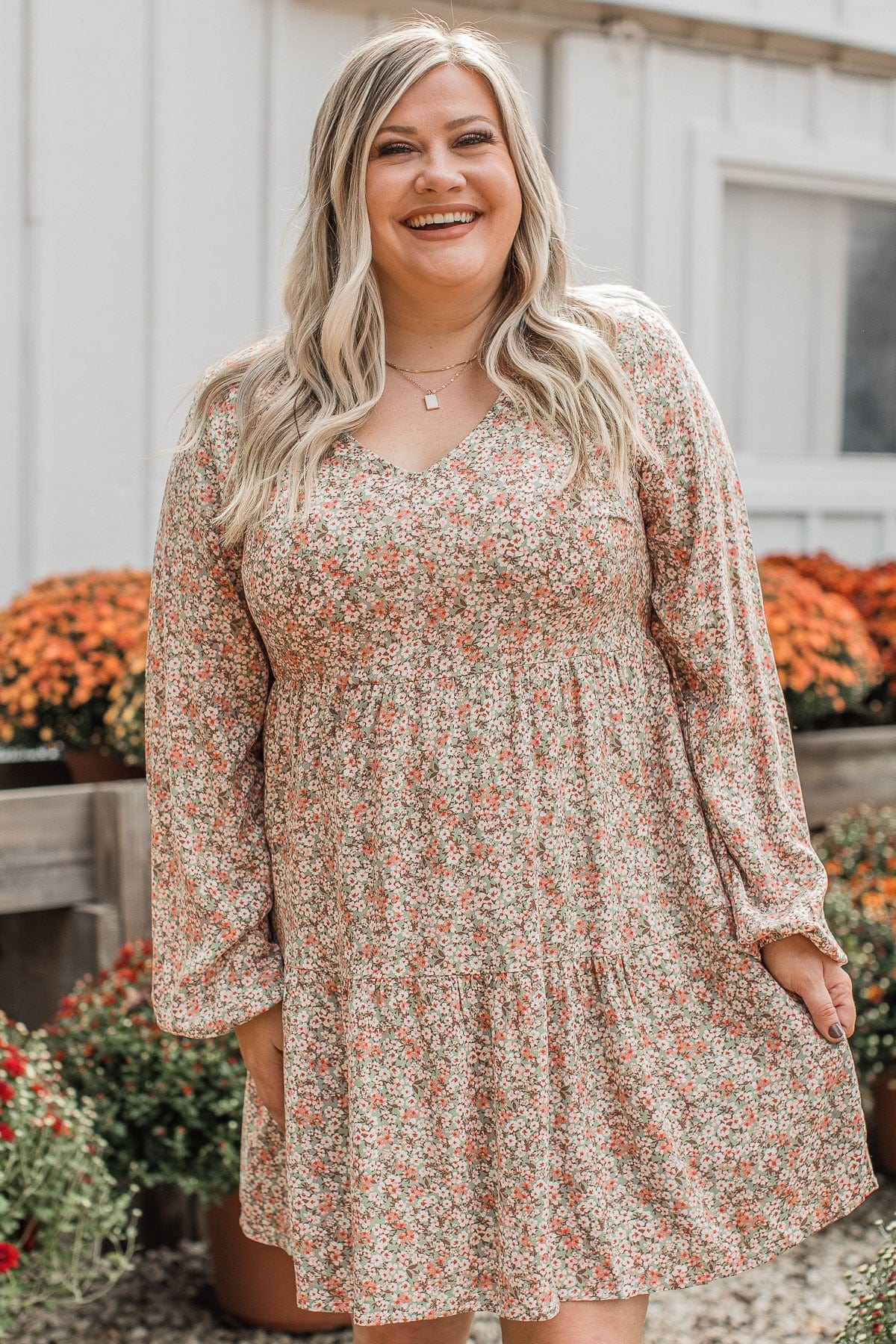 Just A Thought Floral Dress- Sage