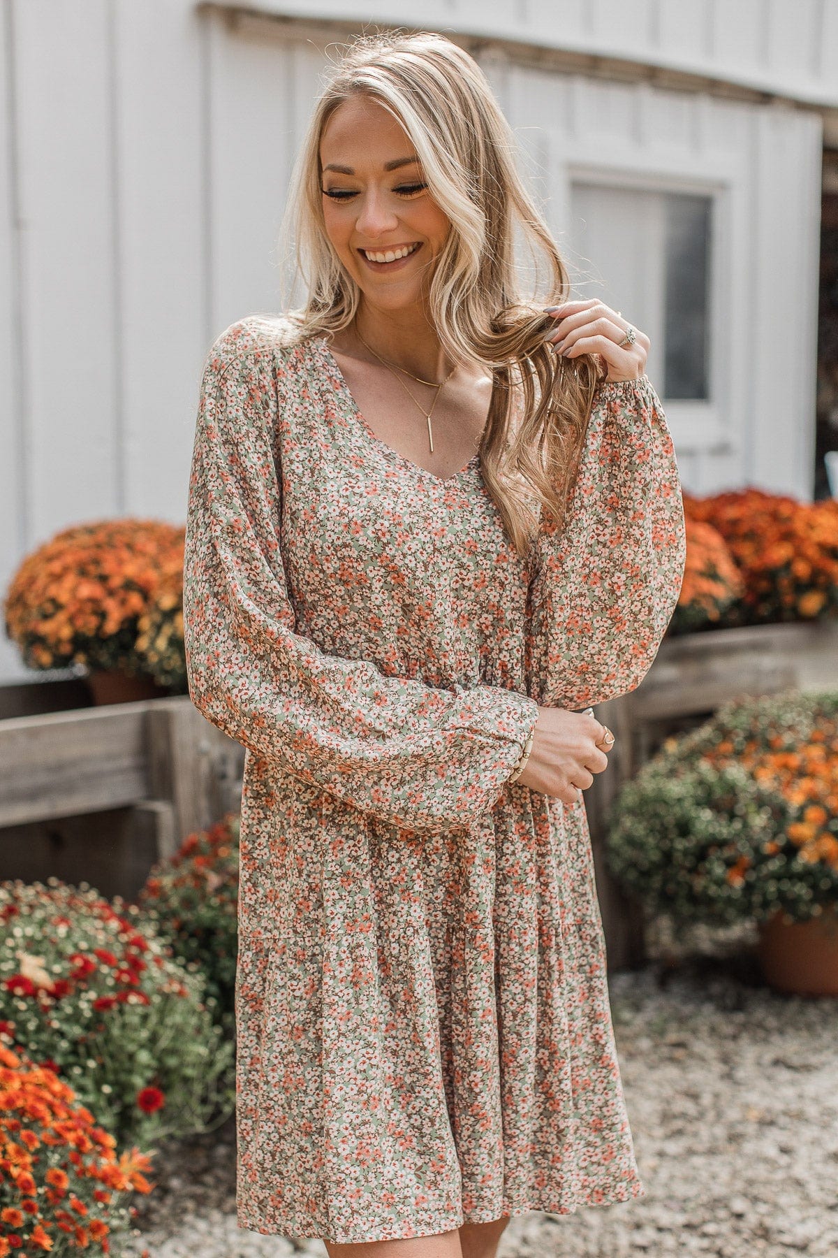 Just A Thought Floral Dress- Sage – The Pulse Boutique
