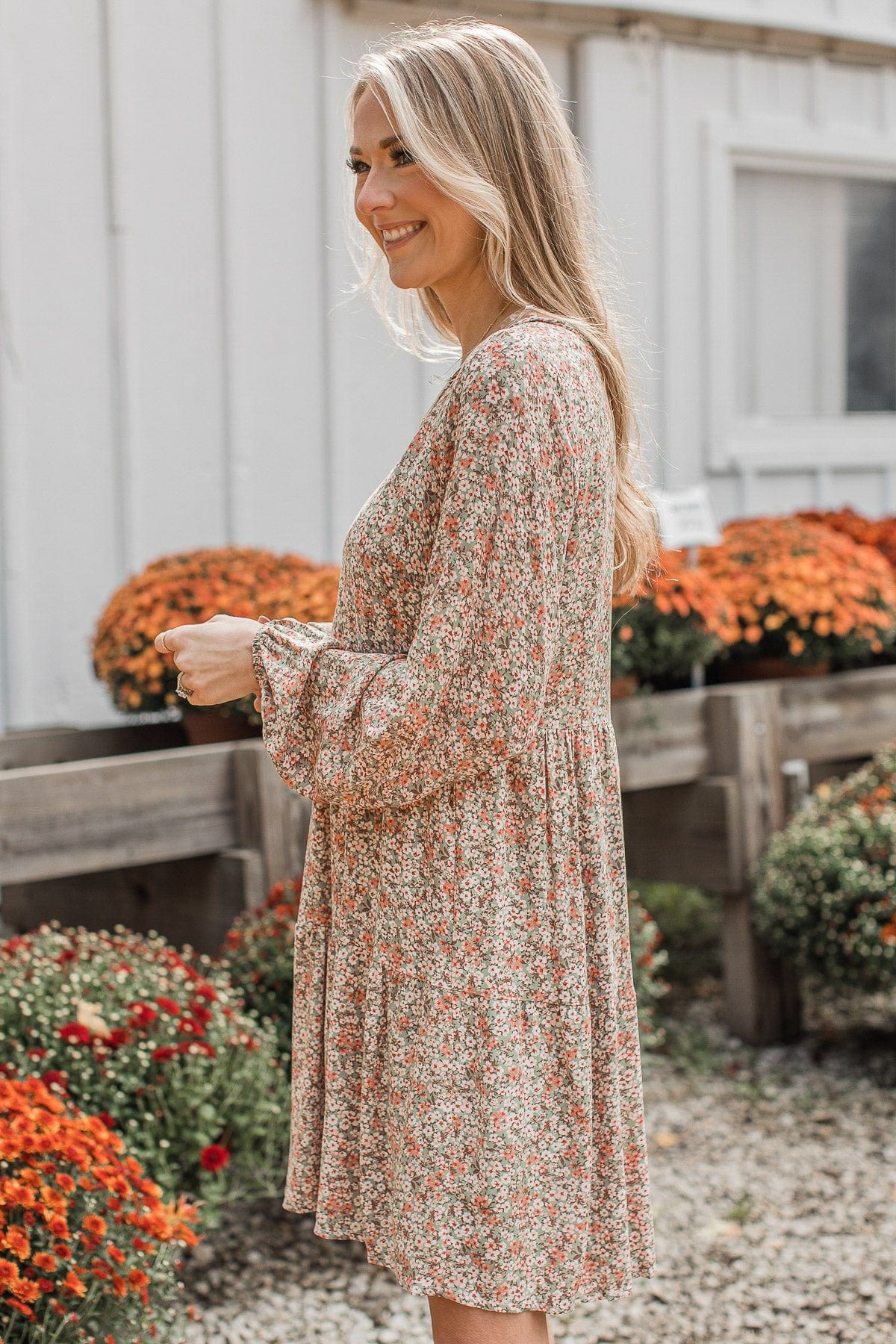 Just A Thought Floral Dress- Sage
