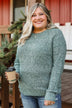 Find A Way Button Knit Sweater- Forest Green