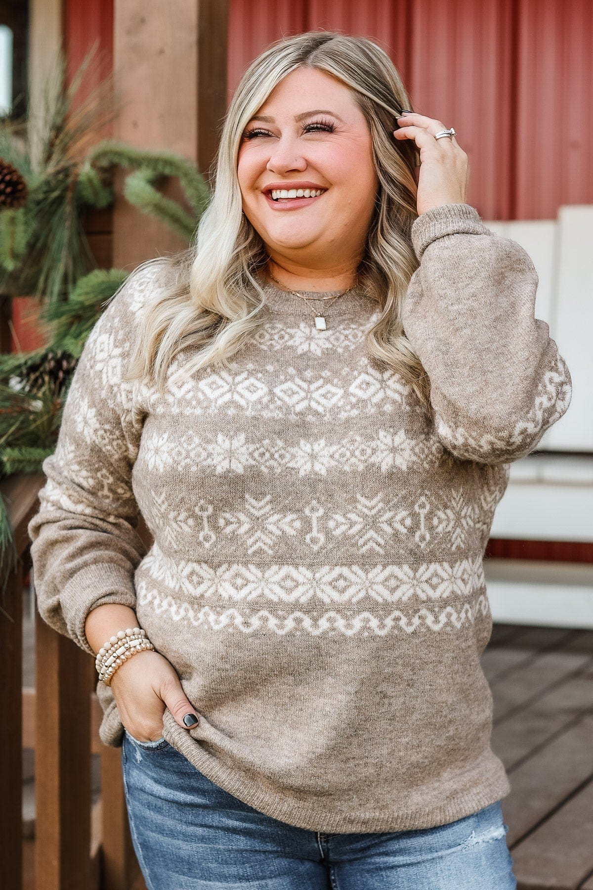 Winter Wonders Knit Sweater- Taupe