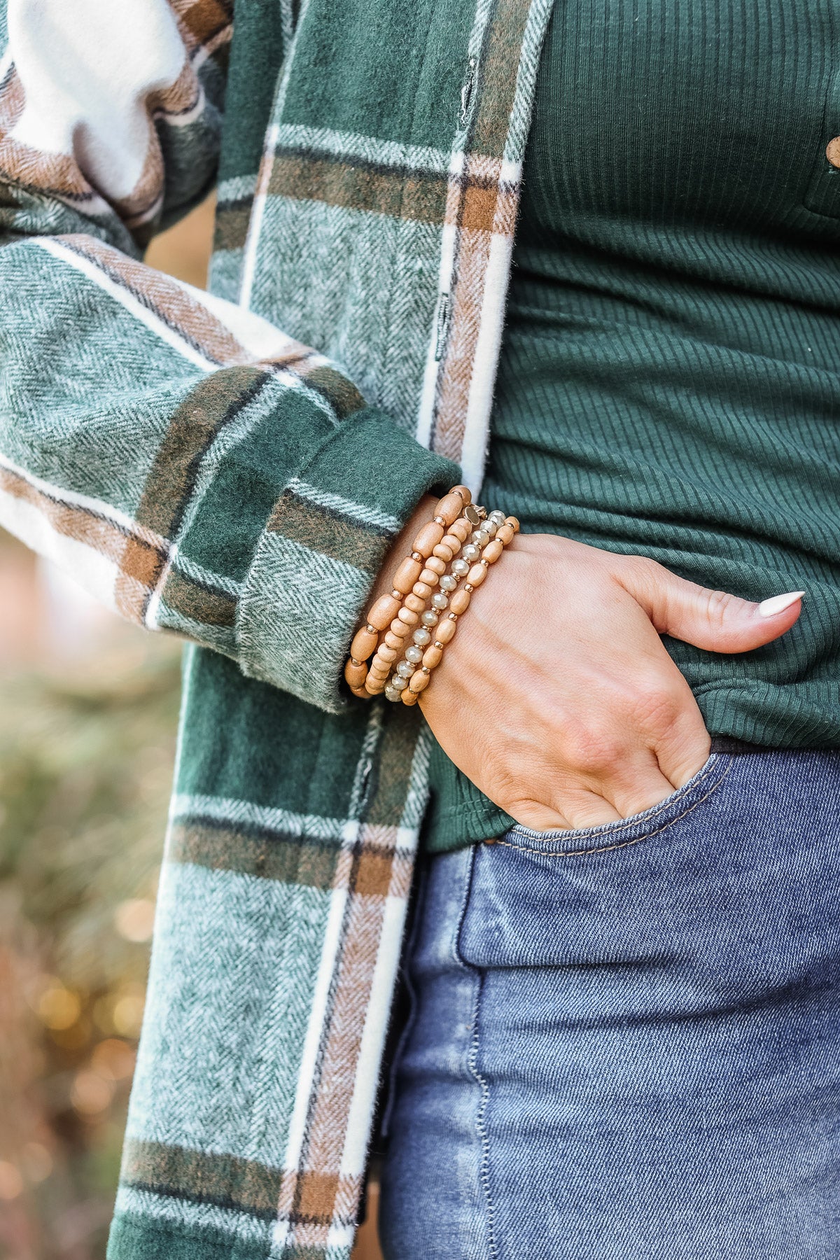 Don't Need To Try Gold Bracelet Set- Wood & Gold