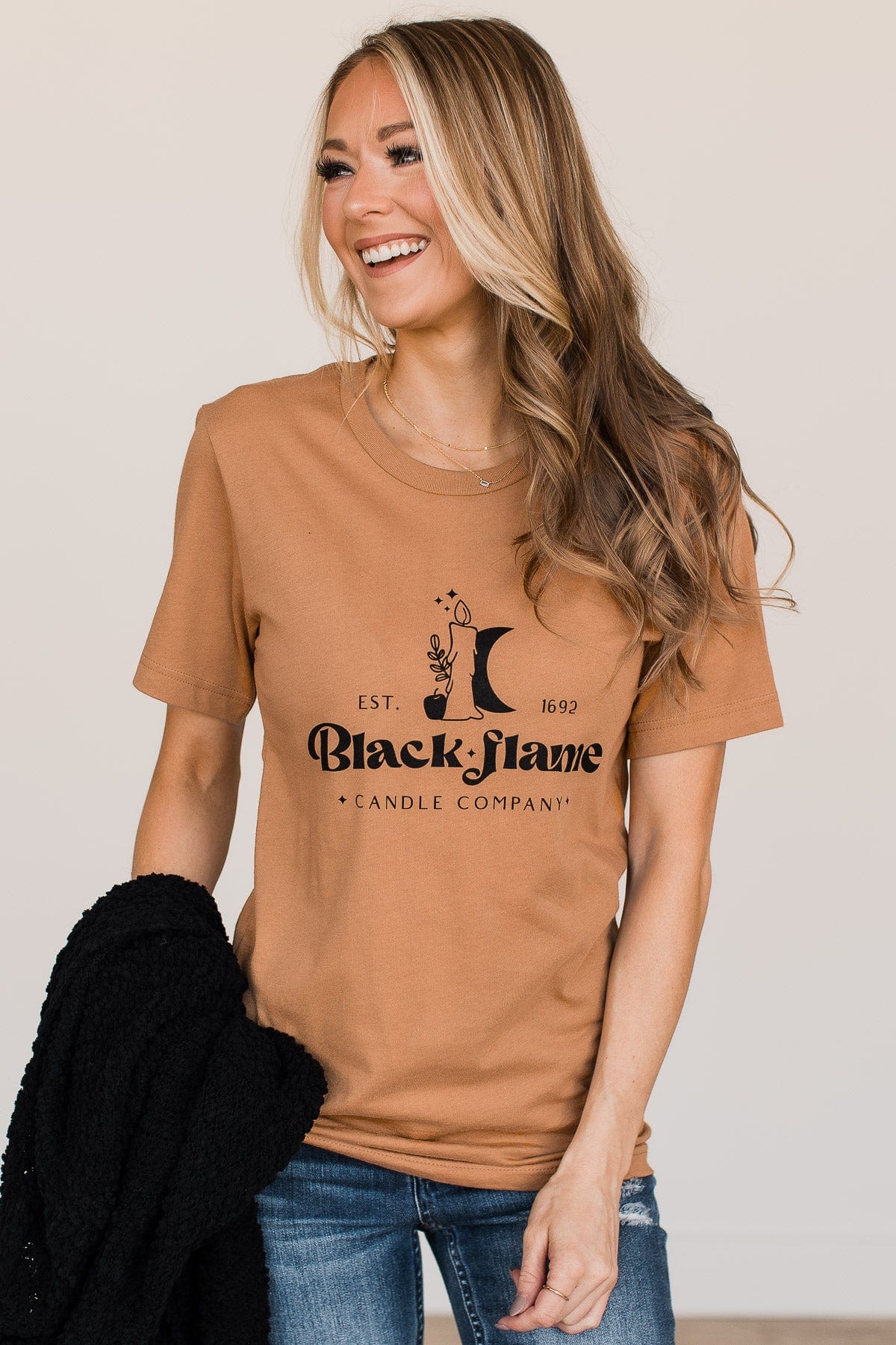 "Black Flame Candle Company" Graphic Tee- Camel