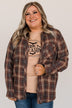 Autumn Nights Plaid Button Top- Brown