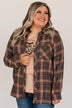 Autumn Nights Plaid Button Top- Brown