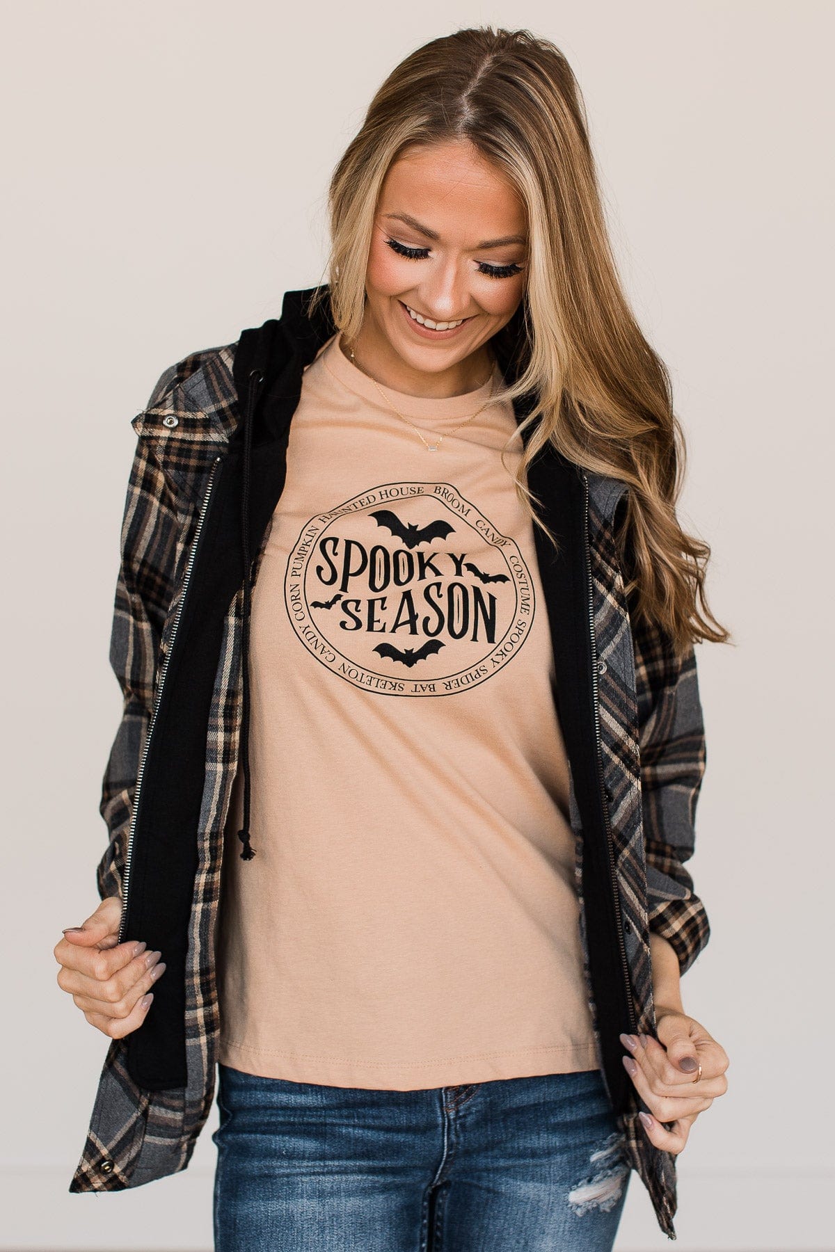 Wickedly Cute "Spooky Season" Graphic Tee- Nude