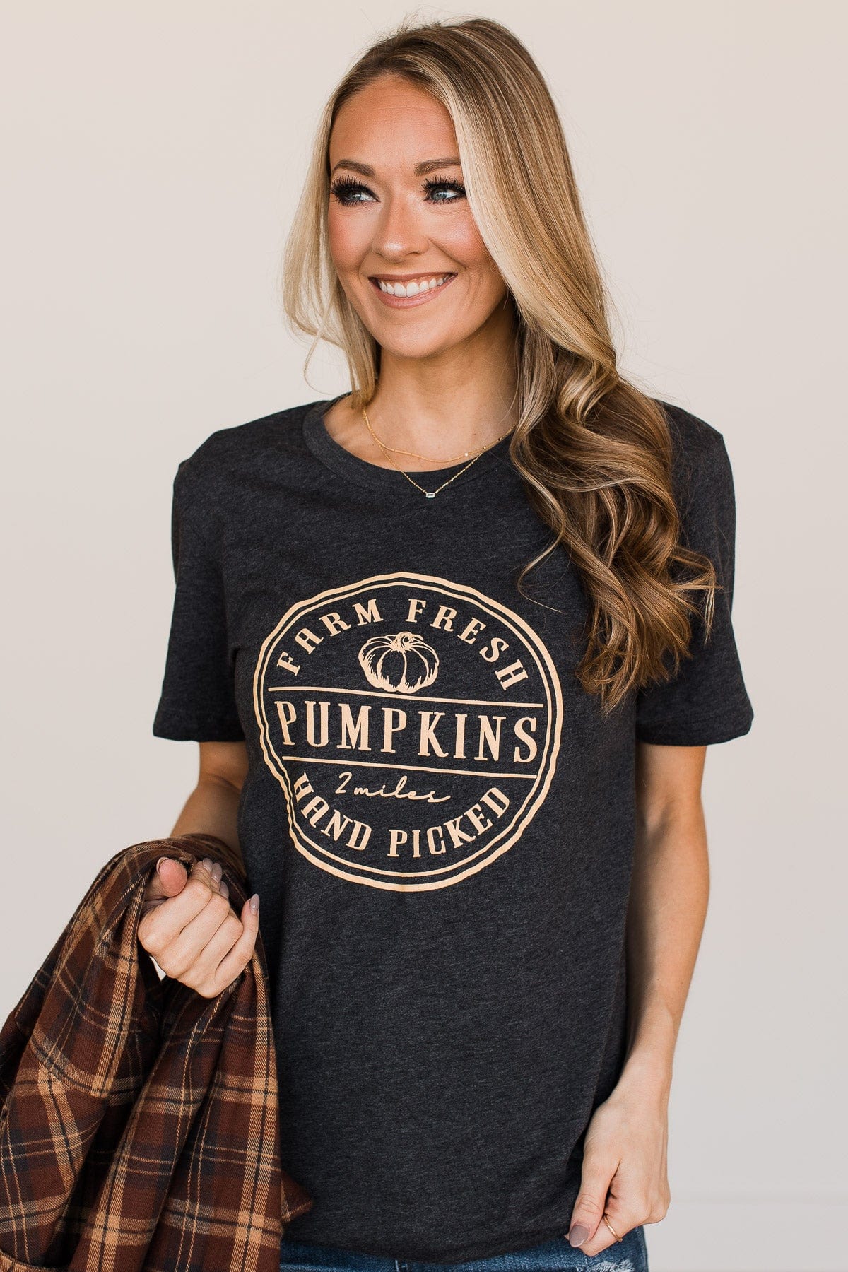 "Farm Fresh Pumpkins" Graphic Tee- Charcoal