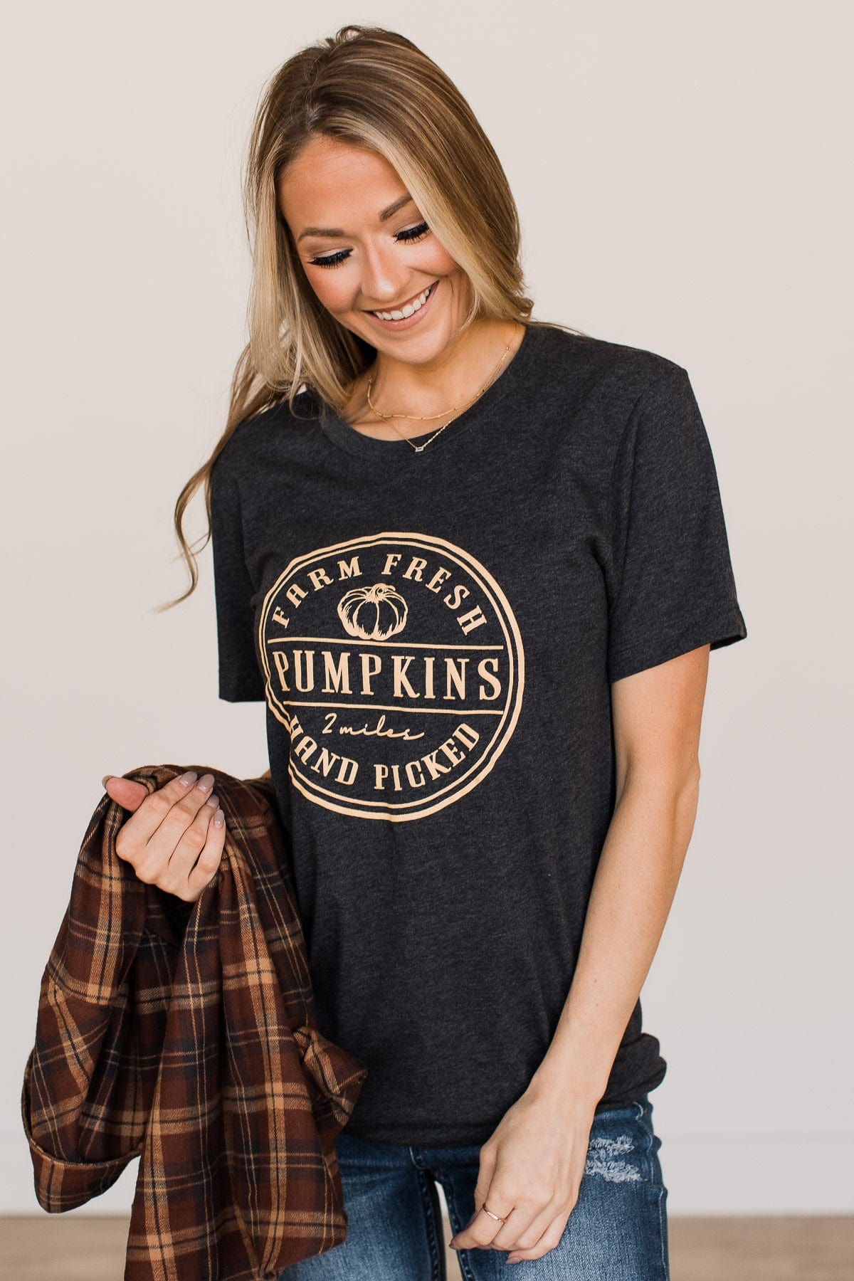 "Farm Fresh Pumpkins" Graphic Tee- Charcoal