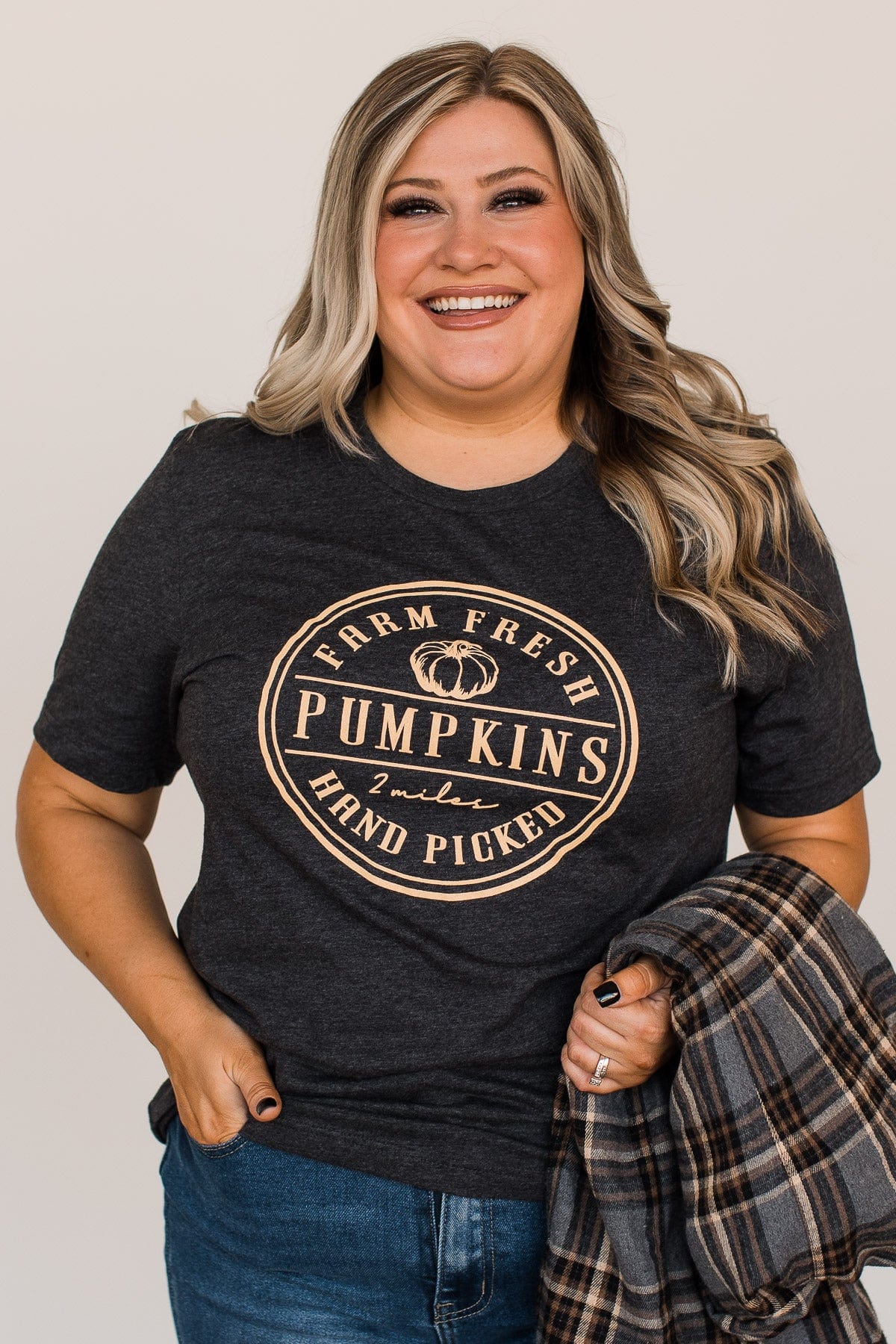"Farm Fresh Pumpkins" Graphic Tee- Charcoal