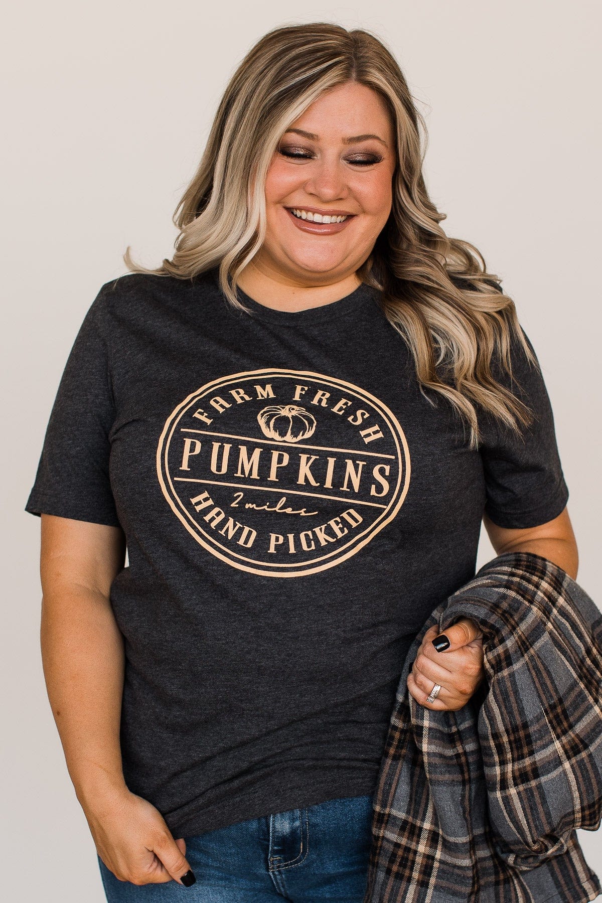 "Farm Fresh Pumpkins" Graphic Tee- Charcoal