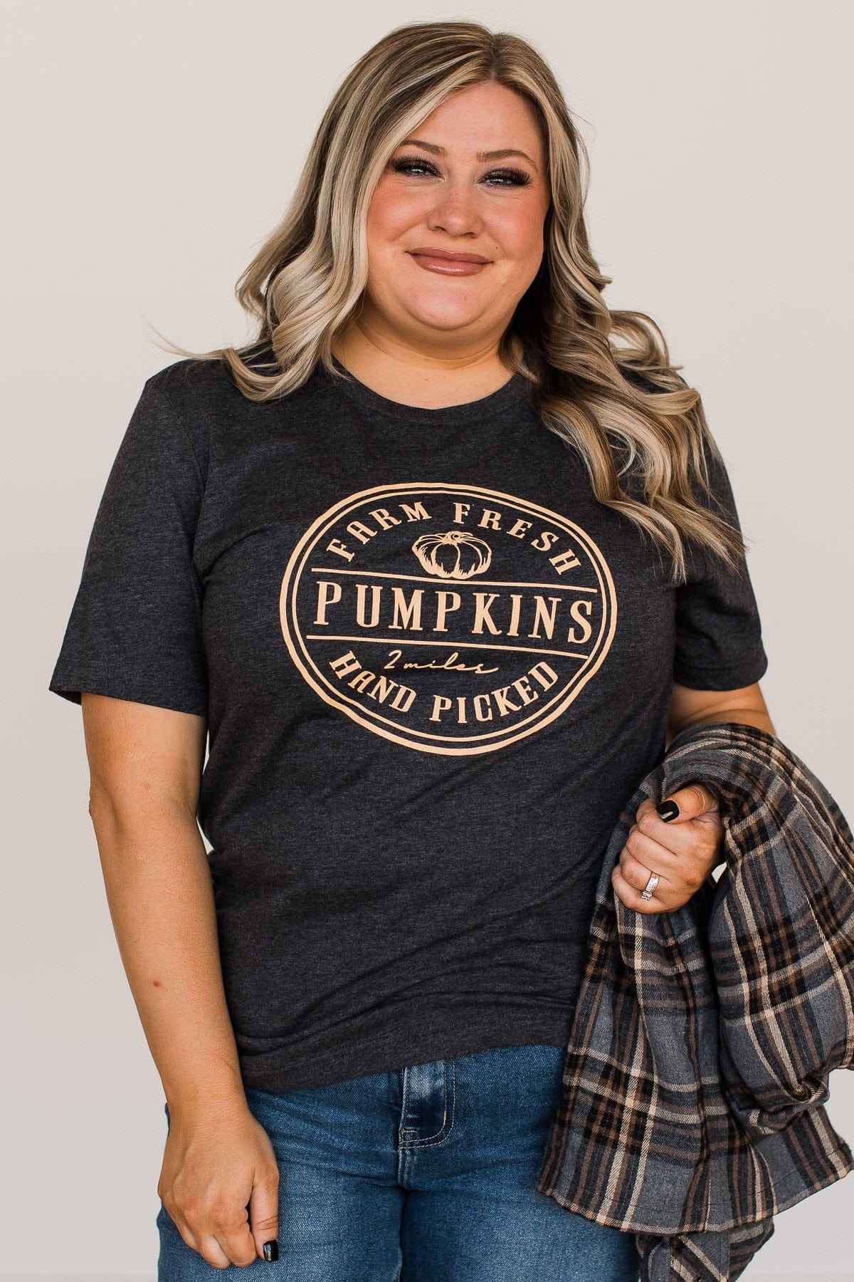 "Farm Fresh Pumpkins" Graphic Tee- Charcoal