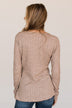 At My Best Knit Button Top- Taupe
