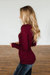 Break The Silence Button Henley Top- Burgundy